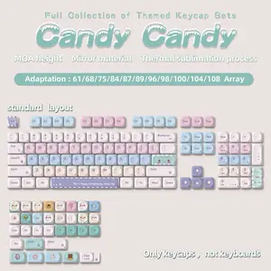 136 Key Candy Theme Mirror Surface Pbt Keycaps, High Moa Height, Compatible with 61/87/96/98/104/108 Layouts, Non-Keyboard Item