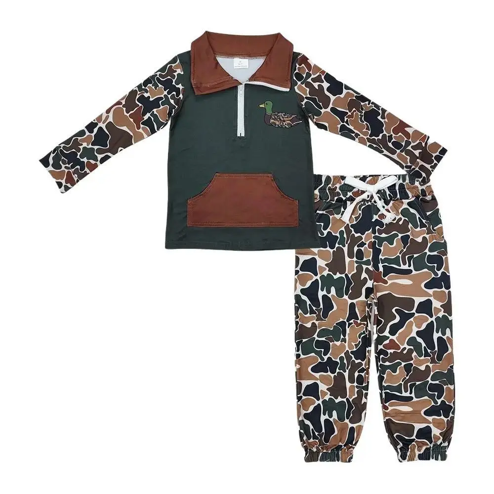 Kids Boy WInter Camo Outfit Mallards Embroidery Toddler Boy Hunting Clothing Set