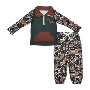 Kids Boy WInter Camo Outfit Mallards Embroidery Toddler Boy Hunting Clothing Set