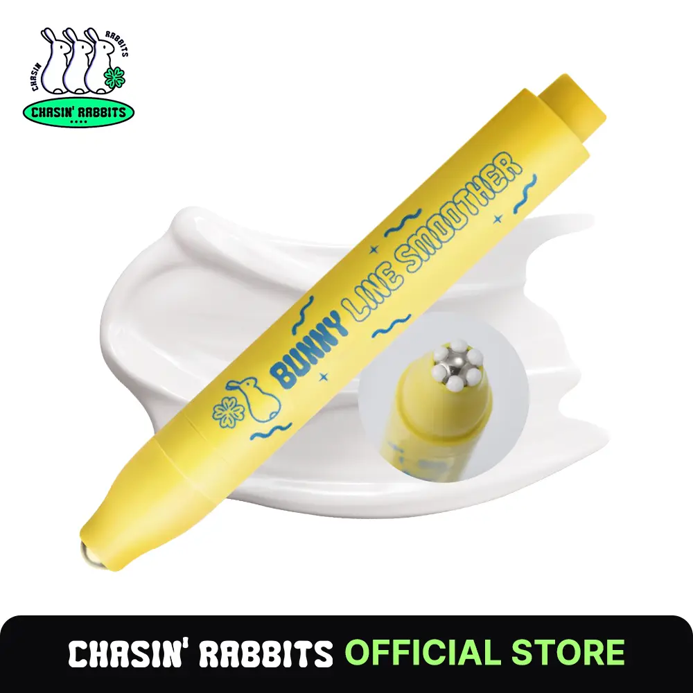 CHASIN' RABBITS Bunny Line Smoother Eye Cream Roller, 0.5 Fl Oz, Eye Serum with Surgical Steel Cooling Stick, Under Eye, Vegan, Korean Skincare Eye Health Products