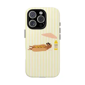 Funny Dachshund Hot Dog Phone Case, Cute Kawaii Sausage Dog Aesthetic Cover Compatible with iPhone 17 Air 16 15 14 13 12 11 & Samsung Galaxy – Shockproof Gift for Dog Lovers