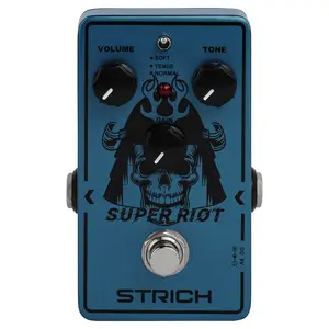 STRICH SUPER RIOT High Gain Distortion Pedal for Electric Guitar, Compact and Mini Design, True Bypass, 3 Control Knobs, Volume, Tone, Gain, Three Modes, Soft, Tense, Normal, 9V DC