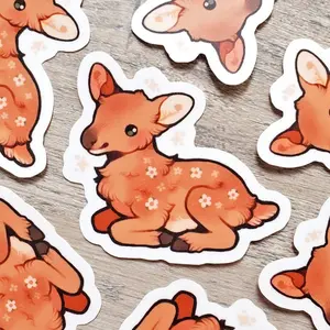 Flower Deer Sticker Cute Baby Fawn Sticker Vinyl Sticker Laptop Sticker Water Bottle Sticker