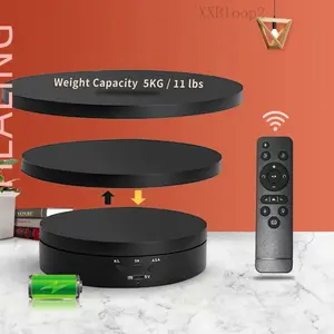 360 Degree Shooting Turntable with 3 Display Plates, Adjustable Speed and Angle Display Stand for Photography and Live Product Shows