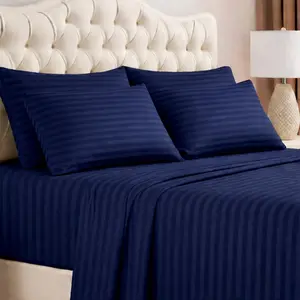 SHAC HOMES Dobby Stripe 6 Piece Bedding Sheet Set, Soft Microfiber, Horizontal Stripes