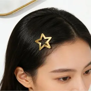30pcs Women's Cute Star Design Hair Clips Hairpins, Summer 2024 Casual New Trendy Plain Color Hair Clips, Fashionable Y2k Hair Accessories for Daily Hairstyle Decoration