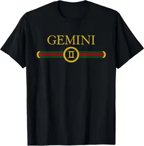 100%cotton Gemini zodiac june may birthday Graphic art gemini sign T-Shirt