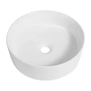 Aura 14.25 in. Round Art Deco Contemporary Ceramic Bathroom Vessel Sink