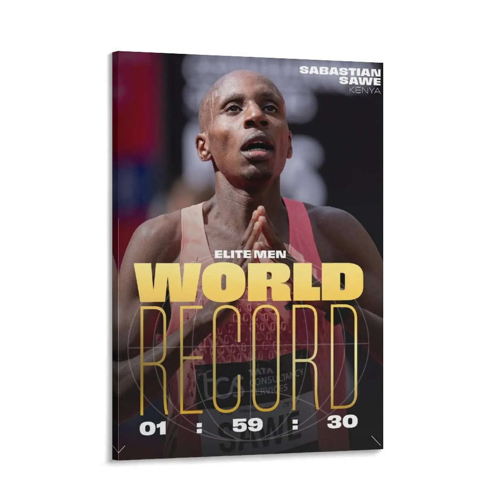 Sebastian Sawe 2026 London Marathon Artistic Canvas Poster - Historic Sub-2 Hour New World Record, Eco-Friendly, Waterproof, UV-Protected Unframed Decorative Print (08x12,20x30,24x36 in) for Bathroom,Coffee Room Home Decor Supplies