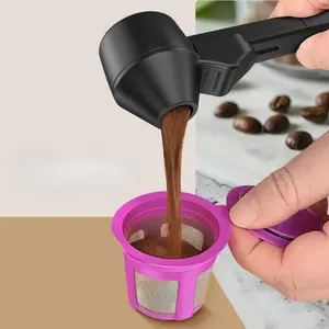 Large Capacity Long Handle Coffee Scoop, Leak-Proof Sliding Design Measuring Spoon, Durable Easy Clean Coffee Accessory for Home Kitchen Office Daily Coffee Making