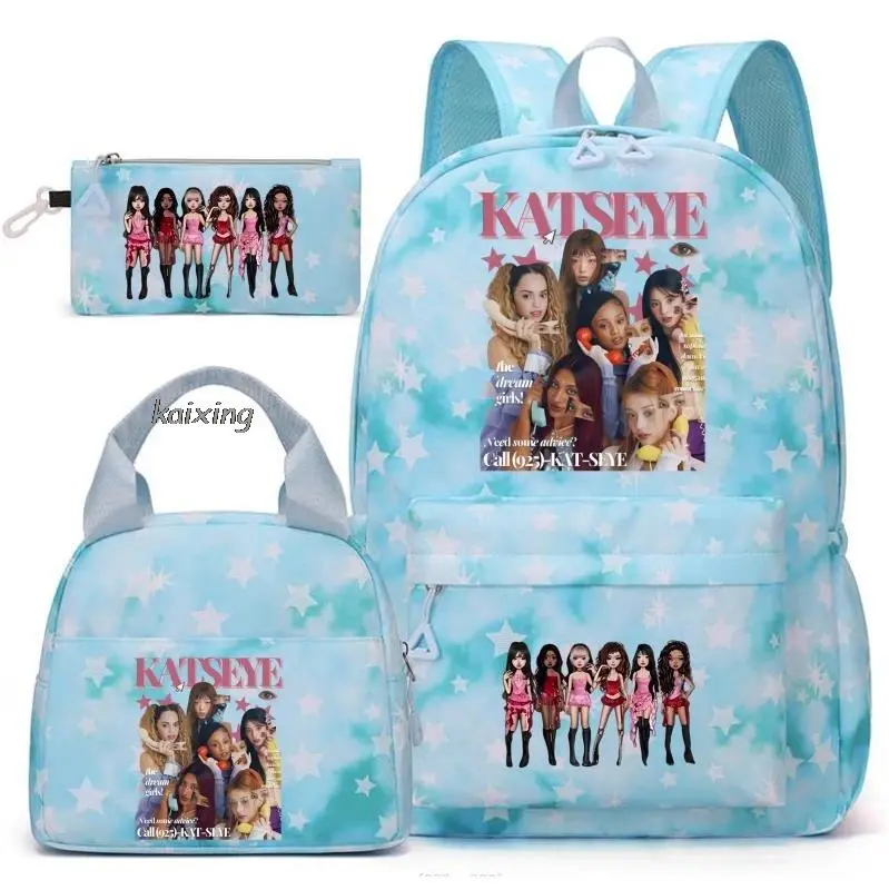 Hot Katseye Funny Print Backpacks 3Pcs/Sets Middle And High School Students, Large Capacity Leisure Backpacks Holiday Gift
