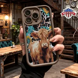 Cute Cow Floral Design Phone Case for iPhone 17 16 15 14 Pro Max 13 12 11 XR XS Plus Shockproof Anti Scratch Protective TPU Cover