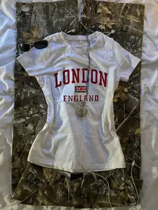 Women's Round Neck Loose Short Sleeve Top, Lady Beach Vacation College Casual Home Daily Versatile Print London Style Summer Women's Shirt