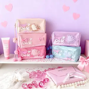 Sweet Girl Sequins Heart Makeup Bag, High-Quality Student Stationery Pencil Case, Portable Washroom Storage Bag, Cute School Supplies, Cosmetic Pouch