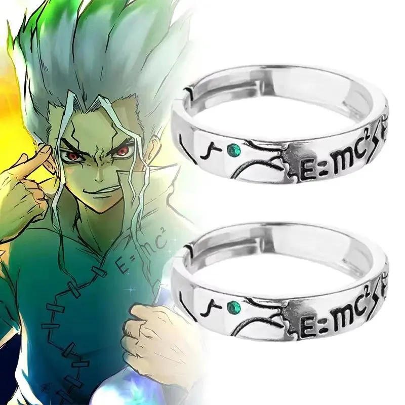 Hot Anime Dr.Stone Ring Ishigami Senkuu Cosplay Unisex Adjustable Opening Rings Jewelry Props Accessories Birthday Gifts