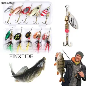 FINXTIDE 10-pack spinnerbaits feature feathered treble hooks. These rooster tail and spoon lures fit bass, salmon and trout, suitable for saltwater fishing. Also a nice pick for Father's Day gifts.