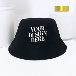 Custom Bucket Hats 100% Cotton Unisex Personalized Logo Artwork Sun Protection Stylish Comfortable Durable Washable Sunshade