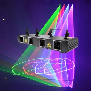 GOLDACE 4-Beam DMX512 Laser Stage Lights, Disco DJ Spotlights with Music Voice Control, Animation/Dot/Flip Effects, Indoor Lighting for Bars, Shopping Malls, Holiday Events, Animation Effects, Dot Effect, Wave Effect