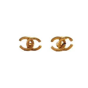 Pre-owned CHANEL Vintage double C screw clip on earrings Alloy