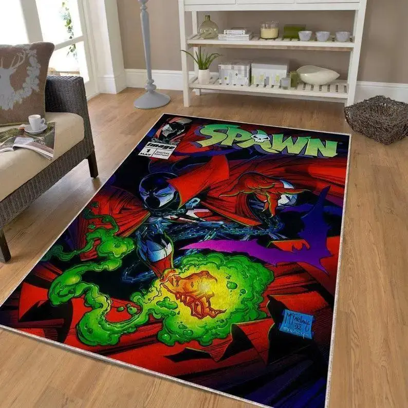 Spawn Comic Cover Printed Surface Rug, Polyester Fiber Indoor Rug for Bedroom, 2 Sizes Available Including 24″ x 16″ Household Carpet, Rugs For Bedroom