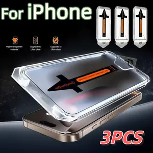 3-Pack Apple iPhone Screen Protectors, HD Tempered Glass, 9h Hardness, Easy Install, Bubble-Free, Dust-Resistant, Clear Clarity