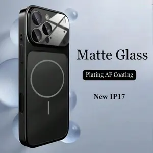 Luxury Titanium Nano Matte Glass Phone Case for iPhone 17/17 Air/17 Pro/17 Pro Max/16/15/14 Series, MagSafe Compatible, Wireless Charging Support, Shockproof & Drop Resistant, Premium Durable Stylish Cover for Tech Enthusiasts