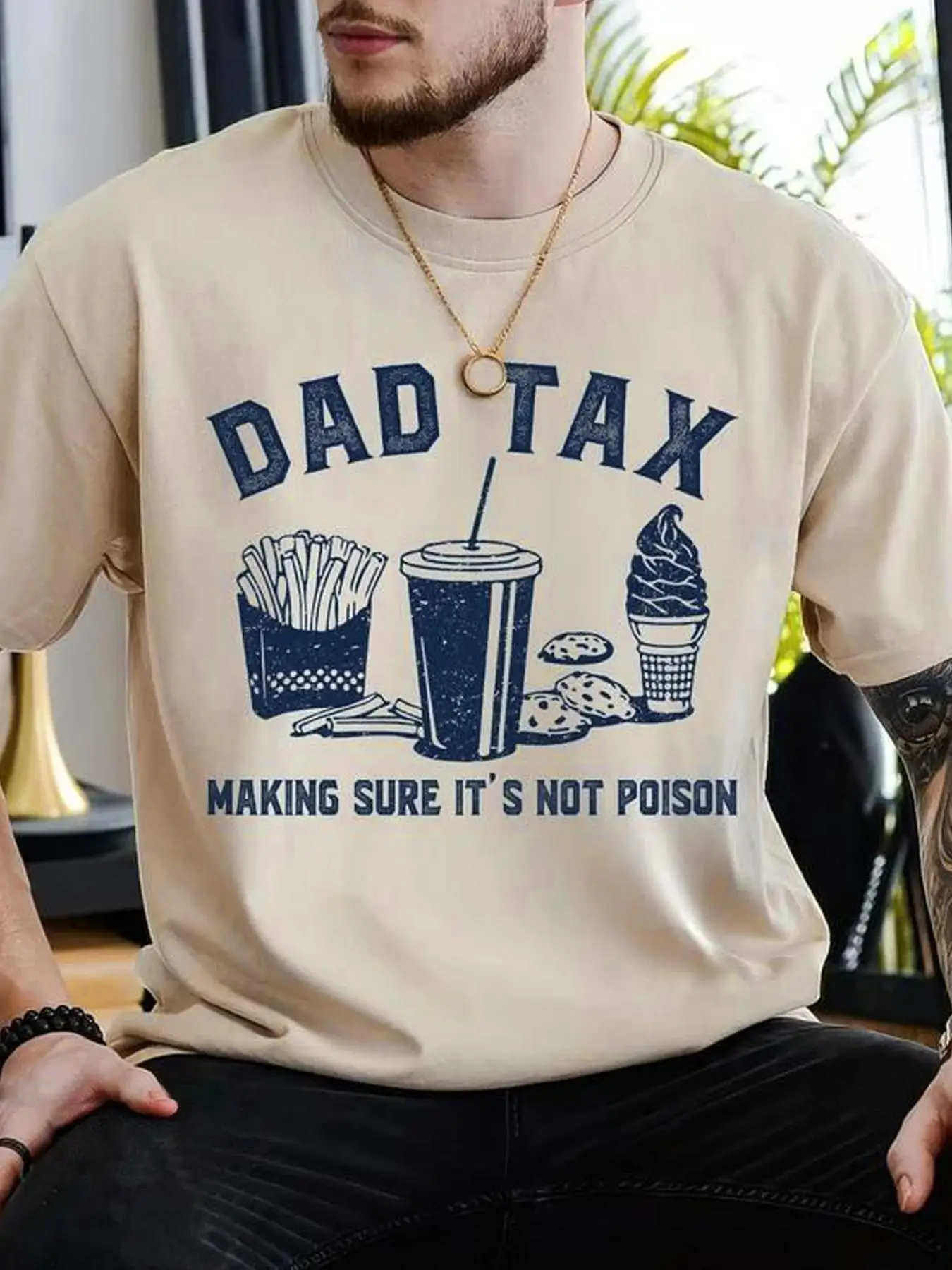 Unisex Letter & Ice Cream Print Round Neck Tee, Regular Fit Casual Street Short Sleeve T-shirt for Summer, Unisex Top for Daily Wear