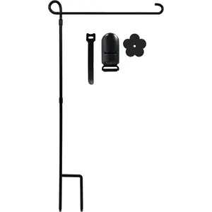 Garden Flag Holder Stand, Premium Yard Flag Holder Weather-Proof Metal Powder-Coated Flagpole with Clip and Stopper for Christmas Garden Flag, Outdoor Garden Decor Decoration