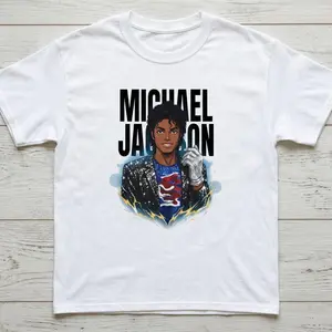 Michael Jackson King of Pop Comic Style T-Shirt, Victory Era Sequin Jacket Tee Graphic Tee Heavy Cotton Tee Shirt, 100% Heavy Cotton Shirt