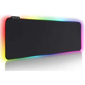 Large RGB Gaming Mouse Pad 14 Modes Oversized Glowing Led Extended Mousepad, Anti-Slip Rubber Base and Waterproof Surface, Extra Large Soft Led Computer Keyboard Mouse Mat - 31.5 X 11.8In