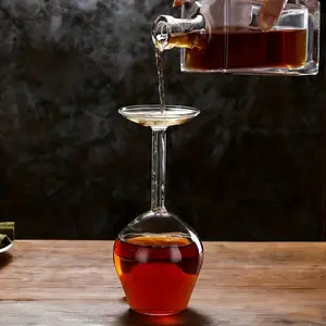 Creative Inverted Goblet Glass, Unique Upside-Down Champagne Flute & Red Wine Glass, Stylish Novelty Lead-Free Drinkware, Perfect Summer Essential for Home Bar, Kitchen Decor, Parties, Weddings, Gift & Daily Beverage Use, Stylish Glass Cups