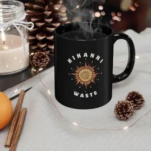 Hihanni Waste Inspirational Black Coffee Mug - Motivational Drinkware
