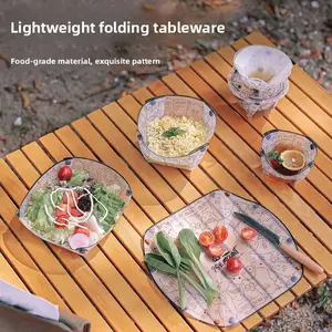 Outdoor Ultra-Light PP Folding Tableware Set 5-Piece Portable Camping Picnic Bowl Plate Cup Coffee Filter Funnel pororo  bike  lock