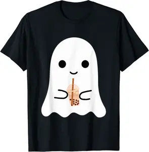 Spooky Season Cute Little Ghost Boba Tea Halloween Costume T-Shirt - Prudencekto Shop CM8B0CFLXRWL3