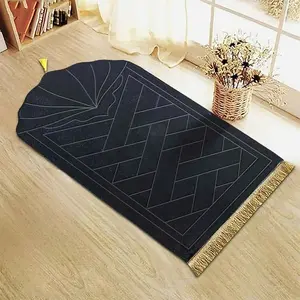 Embossed Prayer Mat with Tassels - Thick Cushioned Sponge for Daily Prayers, Unisex and Portable, 65 x 110 cm