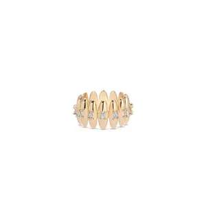 Ettika Oval Dome Baguette Band Ring – 18k Gold Plated Brass Ring with Cubic Zirconia Detailing