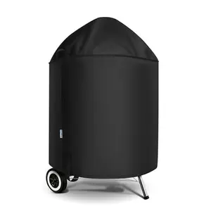 SunPatio Heavy Duty Waterproof Grill Cover Compatible for Weber, Big Green Egg, Char-Broil 22 Inch Charcoal Kettle Grills, Outdoor FadeStop BBQ Cover, Compared to Weber 7150, 27.5" Dia x 38" H