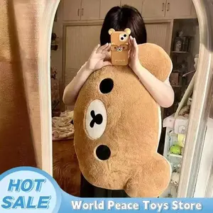 40-60cm Kawaii Rilakkuma Bear Sister Pillow Plush Toy Back Stuffed Toy Cute Washable Sleeping Pillow Surprise Birthday Toy Gift