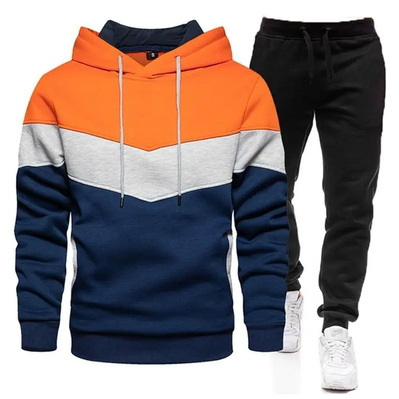 Autumn and Winter Sports Sweater Suit Men's 3 Color Matching Hoodie Sportswear Suit Sweatshirt and Sweatpants Light Board Autumn and Winter Sports Sweater Suit Men's 3 Color Matching Hoodie Sportswear Suit Sweatshirt and Sweatpants Light Board