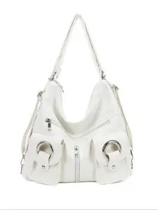 Large Capacity Tote Bag, Pu Tote Satchel, Vintage Y2K Design, Commuter Crossbody Shoulder Backpack, Casual Daily Use, Lightweight Fabric, Fashion Minimalist Style