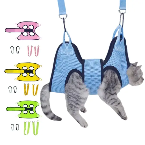 Comfort Grip Pet Hammock Sling for Small Dogs & Cats - Anti-Scratch Bite Hanging Harness for Nail Trimming, Medication & Grooming