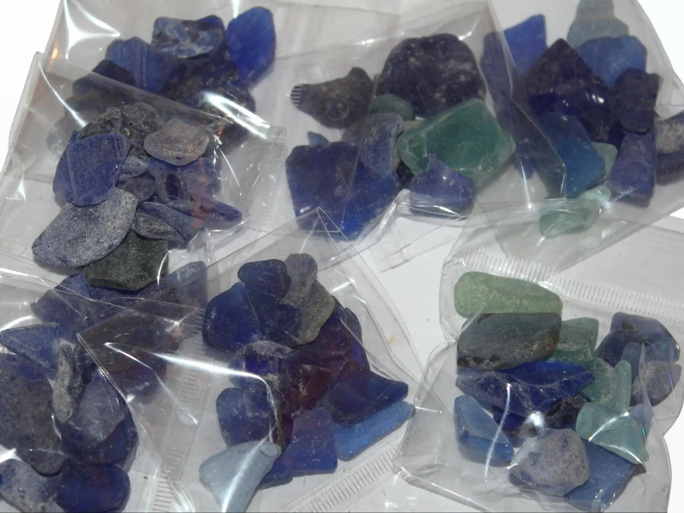 Ocean Tumbled Seaglass 15 Mixed Grade Blue SM-Med Natural Polished Sea Glass for Crafting Decorations and Collecting