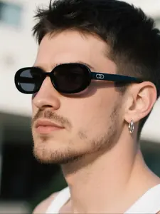 Men's Oval Frame Sunglasses, Classic Casual Style, Lightweight Durable, Perfect for Outdoor Cycling Sports, Commuter Essentials