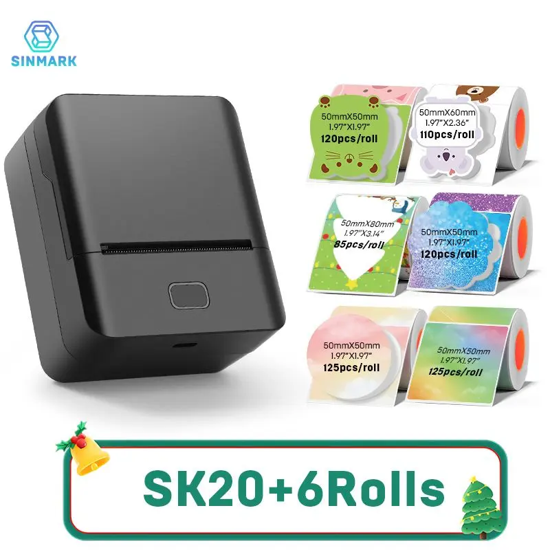Portable Wireless Label Printer + 6 Rolls Color Labels, USB ...