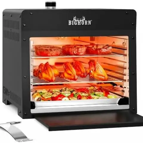 BIG HORN OUTDOORS 1500°F Infrared Propane Gas BBQ Grill - Portable Stainless Steel Searing Broiler Tabletop Appliance with Steakhouse Maillard Tech for Quick Juicy Steaks, Outdoor Grime Resistance, Heating for Outdoor Enthusiasts, Game Day Use
