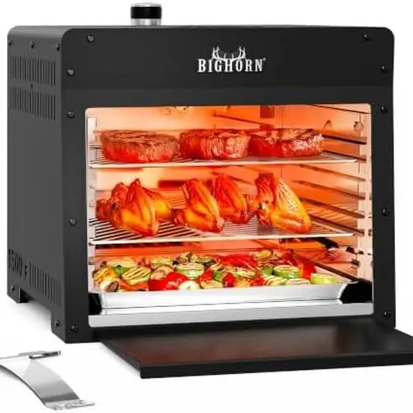 BIG HORN OUTDOORS 1500°F Infrared Propane Gas BBQ Grill - Portable Stainless Steel Searing Broiler Tabletop Appliance with Steakhouse Maillard Tech for Quick Juicy Steaks, Outdoor Grime Resistance, Heating for Outdoor Enthusiasts, Game Day Use