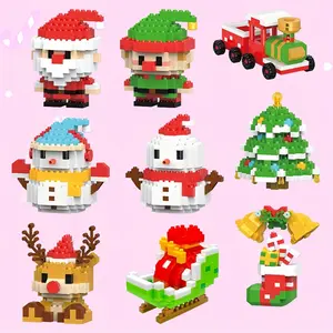 LELE BROTHER Christmas-Themed Building Blocks Set, Mini Elf, Santa, Train, Snowman, Tree, Reindeer, Stocking Assembly Kit, Educational Construction Toys, Mixed Color, with Animal, Plant, Vehicle, People, Cultural Themes for Ages 6-8