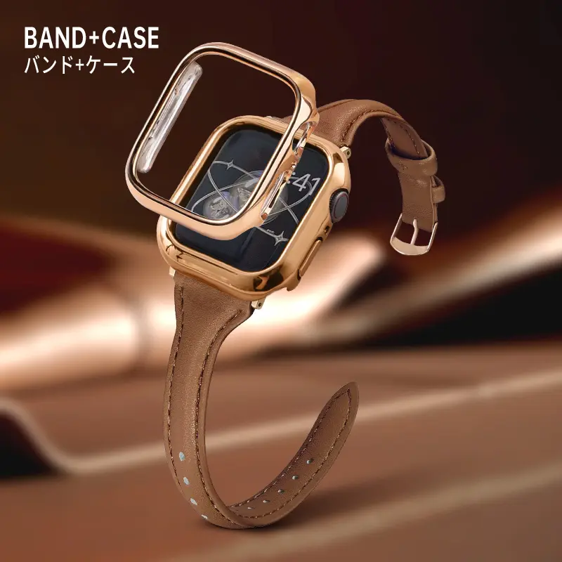 Apple Watch Band & Case Set (no Watch), PU Leather Strap Narrow Thin, Smartwatch Compatible Bands, Smart Watch Straps, Compatible with Apple Watch Se/series 1-9, Ultra-Thin Adjustable, Smart Watch Accessories