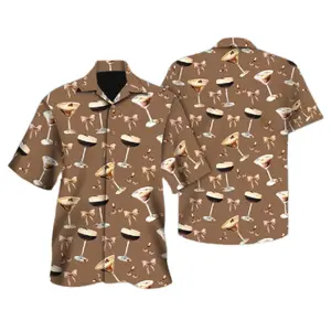 Espresso Martini Hawaiian Shirt, Alcohol Hawaiian Shirt, Martini Hawaiian Shirt, Bachelorette Party Hawaiian Shirt, Cocktail Button Up Shirt, Party Summer Shirt, Aloha beach trip, Aloha shirt, Short Sleeve Shirt, Hawaiian Style Shirt