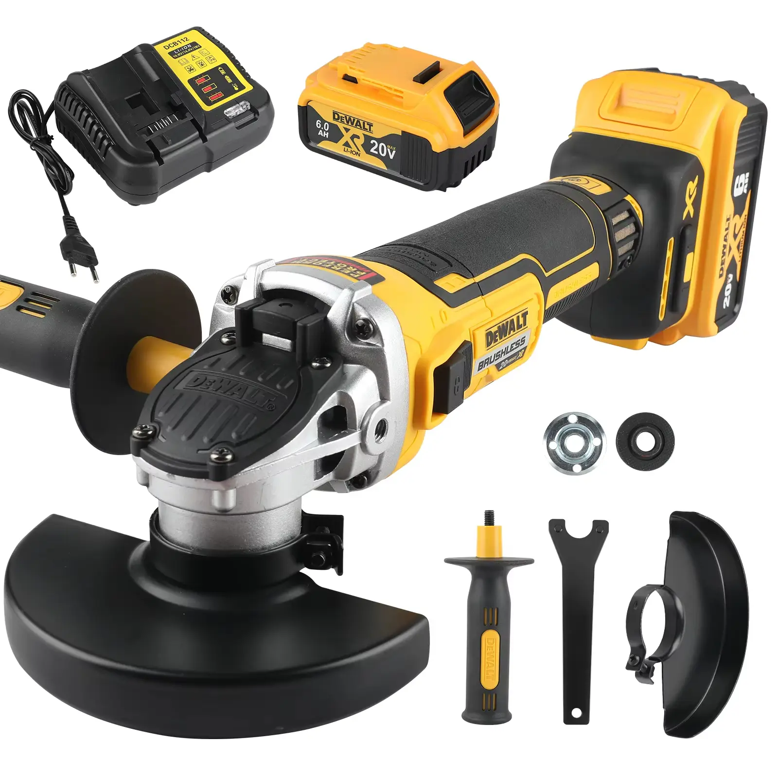 DEWALT 405NT  Cordless Brushless Grinder Complete Set with Auxiliary Handle   Safety Guard, Multi-Purpose Power Tool for Rust Removal, Steel Cutting & Polishing